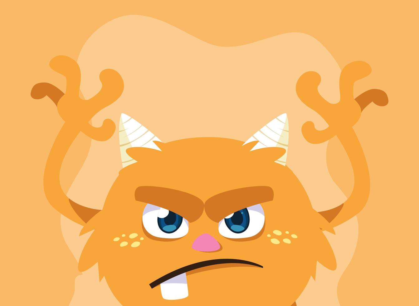 Orange monster cartoon design icon vector