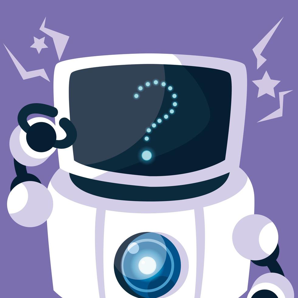 Technology robot over purple background vector