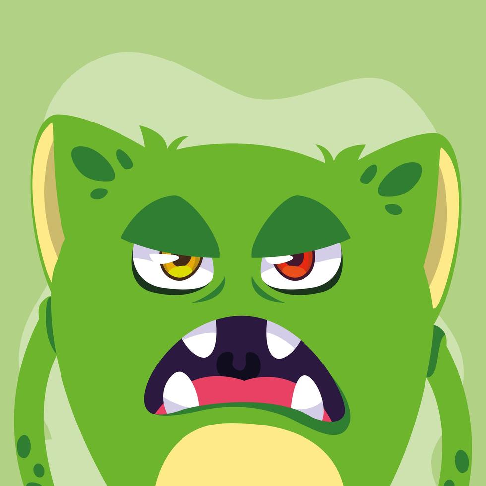 icono de diseño de dibujos animados de monstruo verde vector