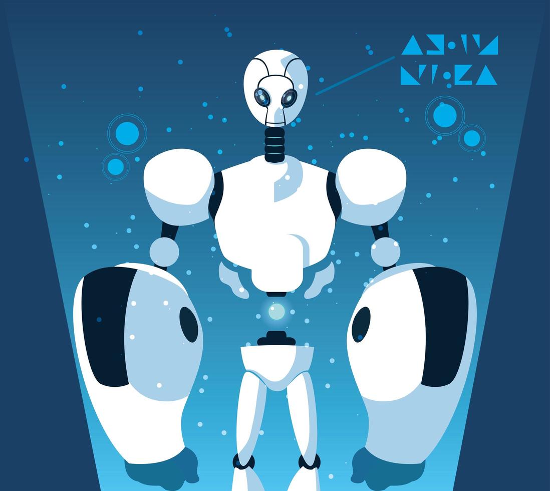 Robot cartoon over blue background vector