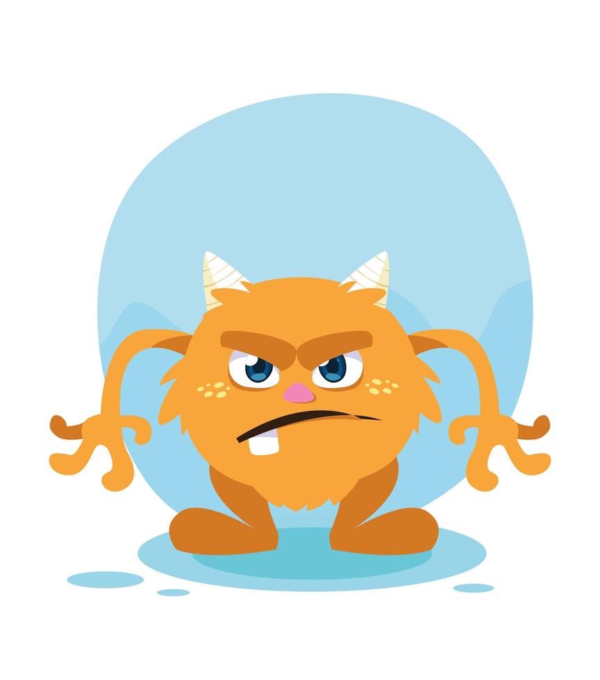 Orange monster cartoon design icon vector ilustration