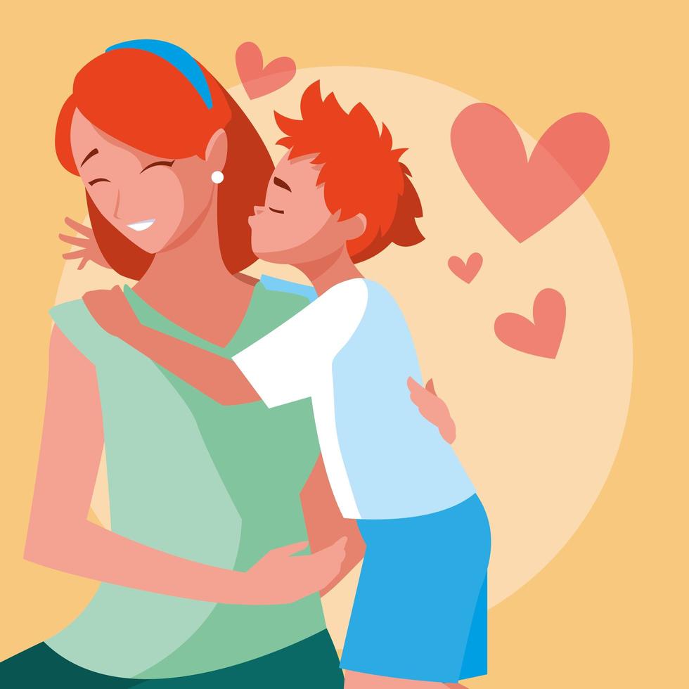 Mother with cute son avatar character vector