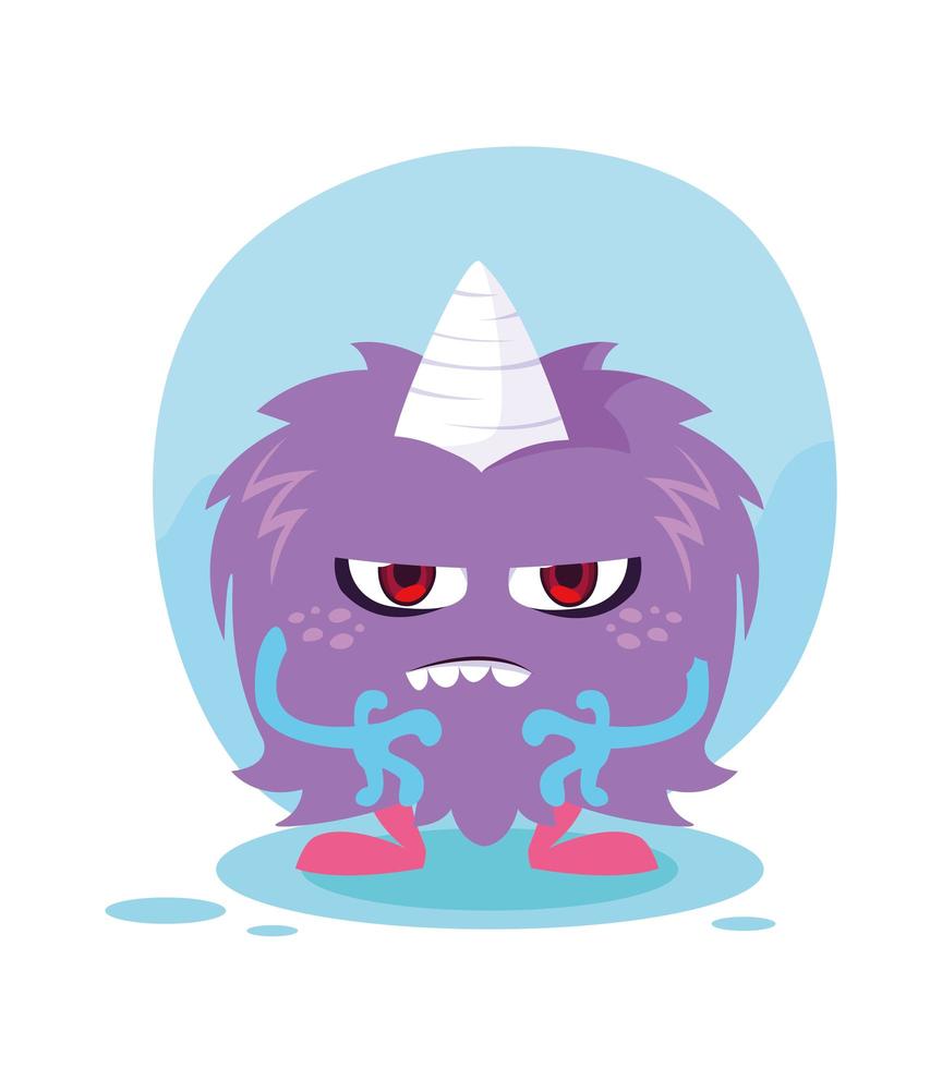 Purple monster cartoon design icon vector