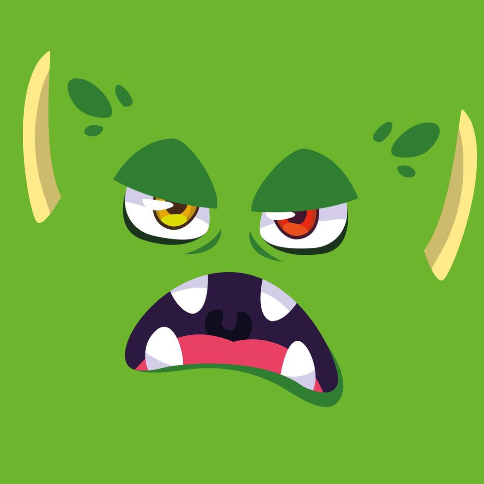 icono de diseño de dibujos animados de monstruo verde vector