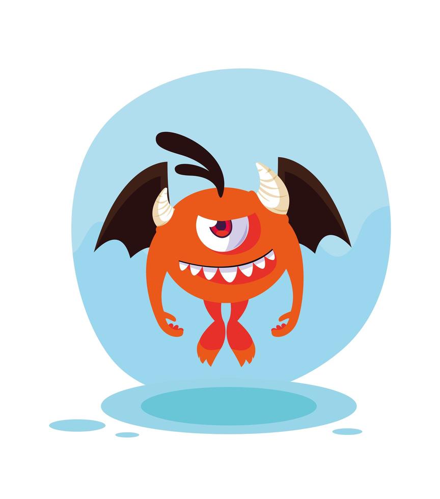 icono de diseño de dibujos animados de monstruo naranja vector