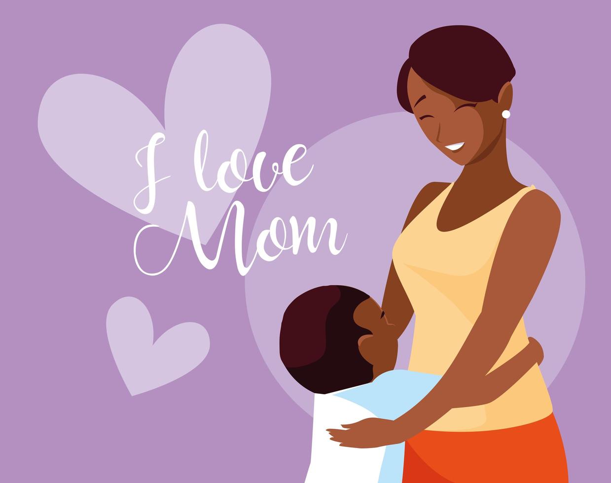 Mother with cute son avatar character vector