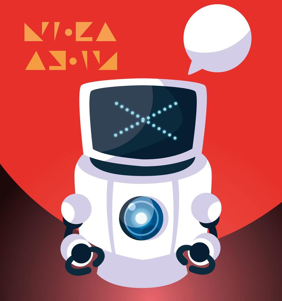 Robot cartoon over red background vector