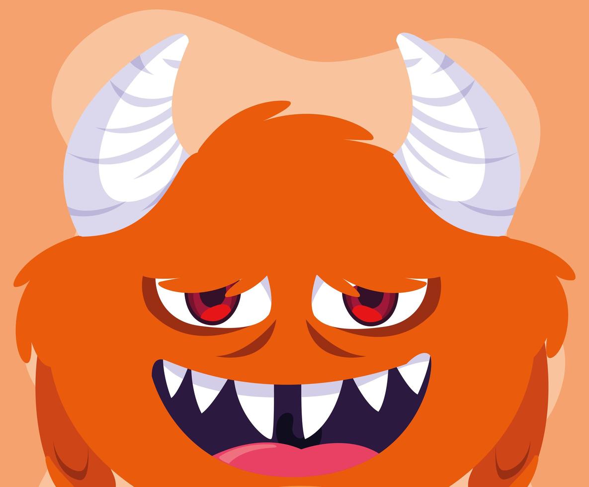 icono de diseño de dibujos animados de monstruo naranja vector