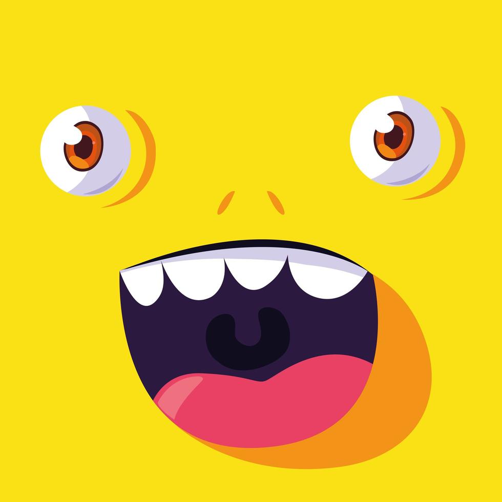 Yellow monster cartoon design icon vector