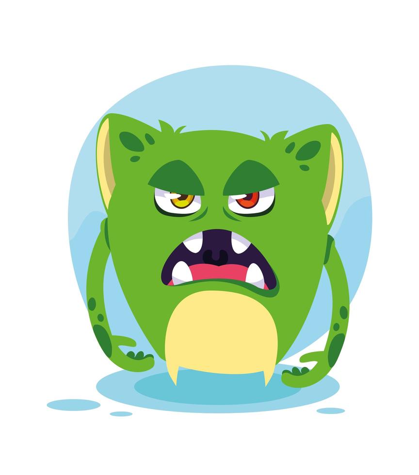 Green monster cartoon design icon  vector