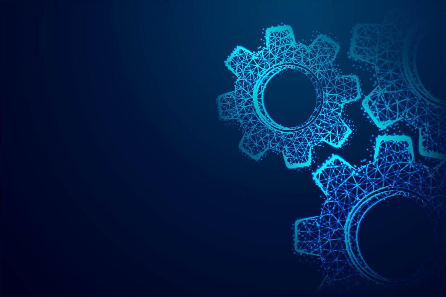 Glowing polygonal blue gears wireframe design 1272185 Vector Art at