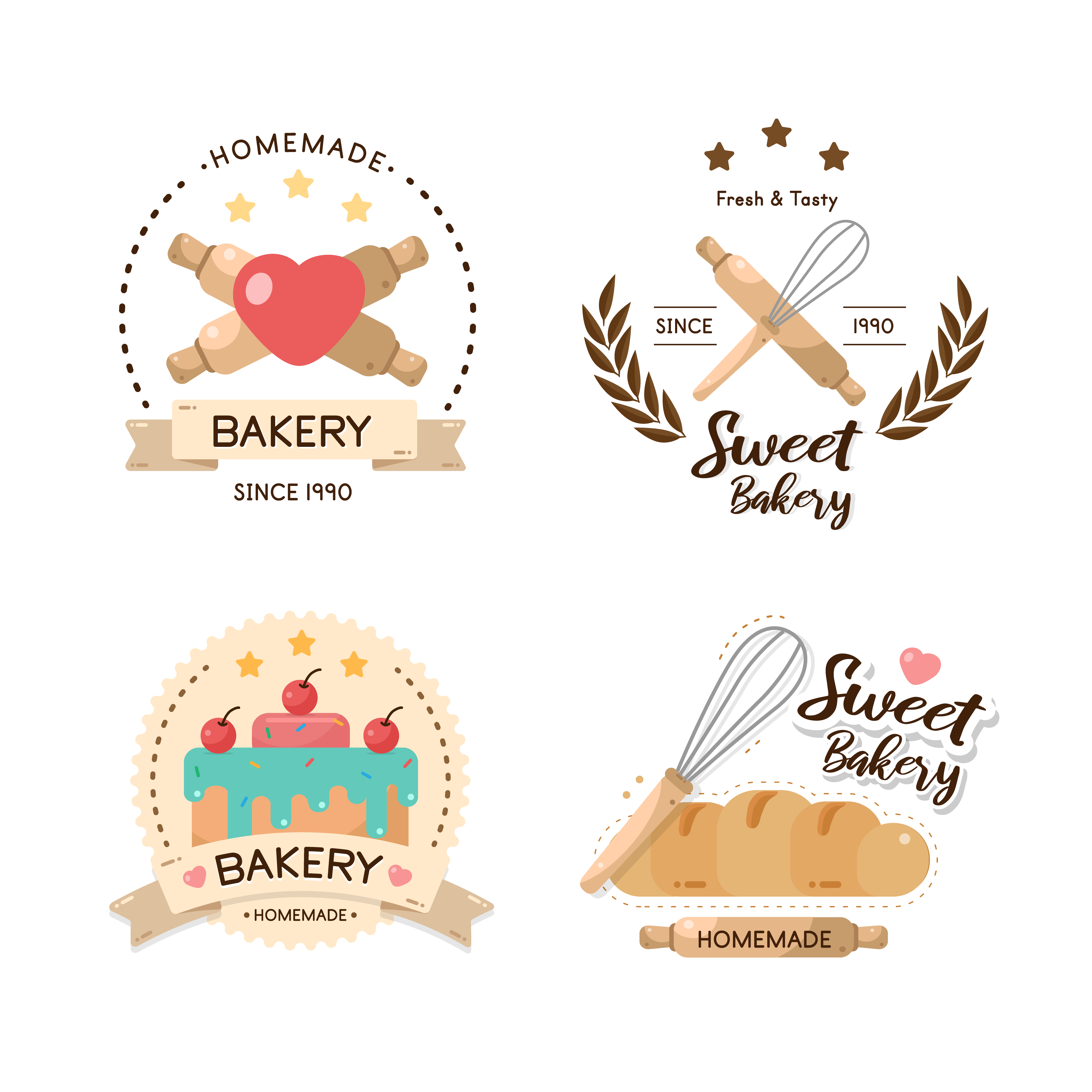 Bakery And Cupcakes Logo Set 1272195 Vector Art At Vecteezy 100-bakery-name-ideas-meebily