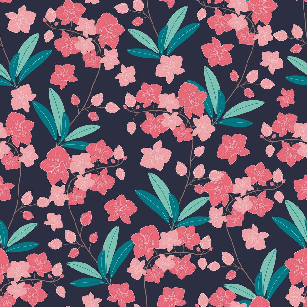 Orchid seamless pattern vector