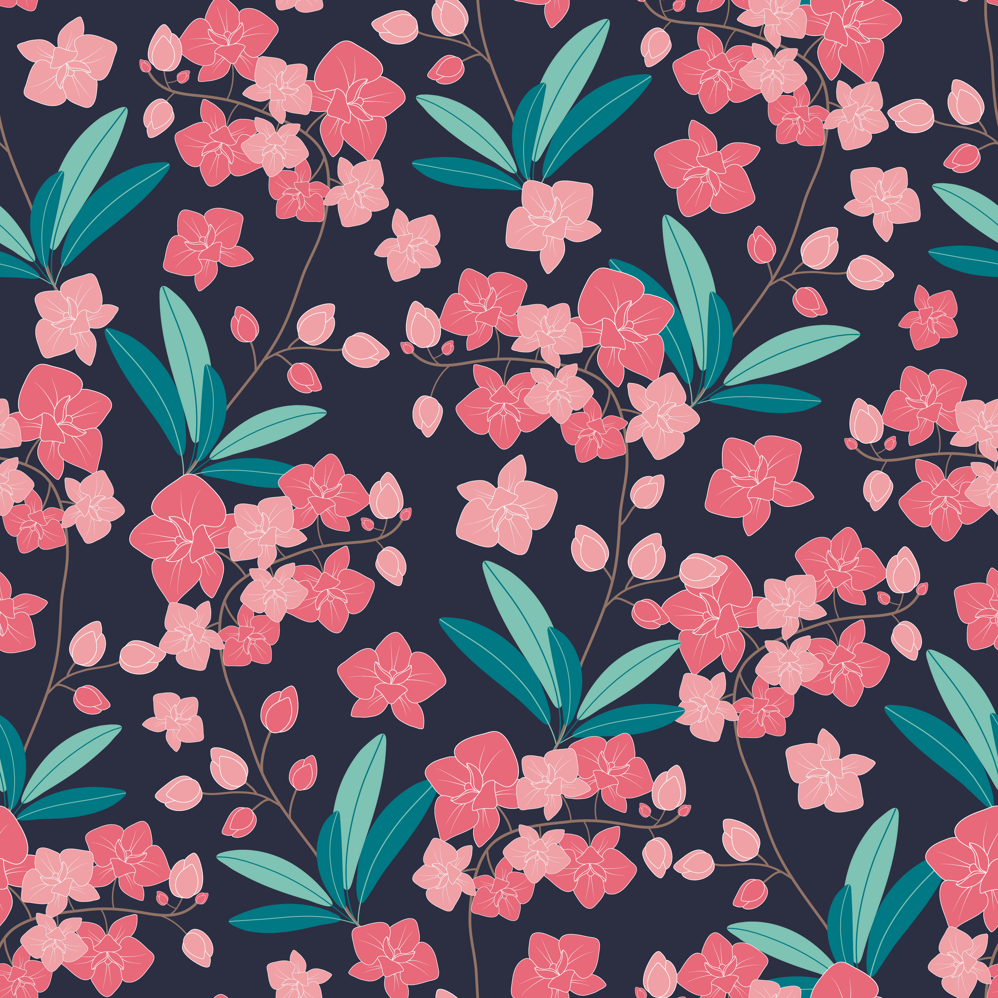Download Orchid seamless pattern - Download Free Vectors, Clipart ...
