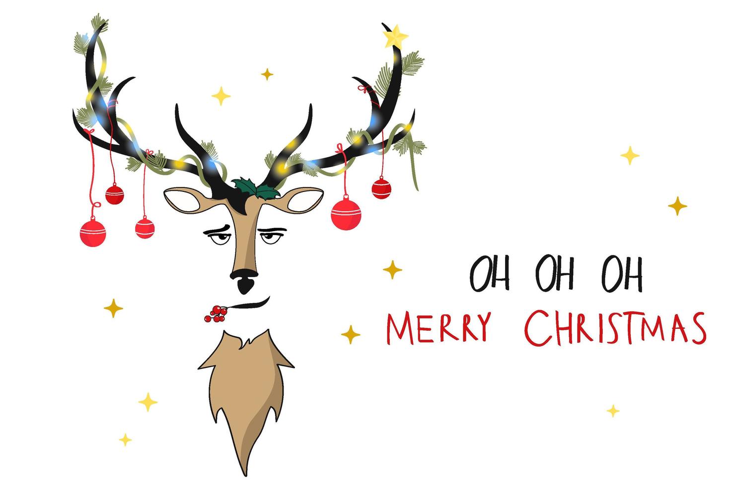 Christmas Card Cover Design with Cute Reindeer vector