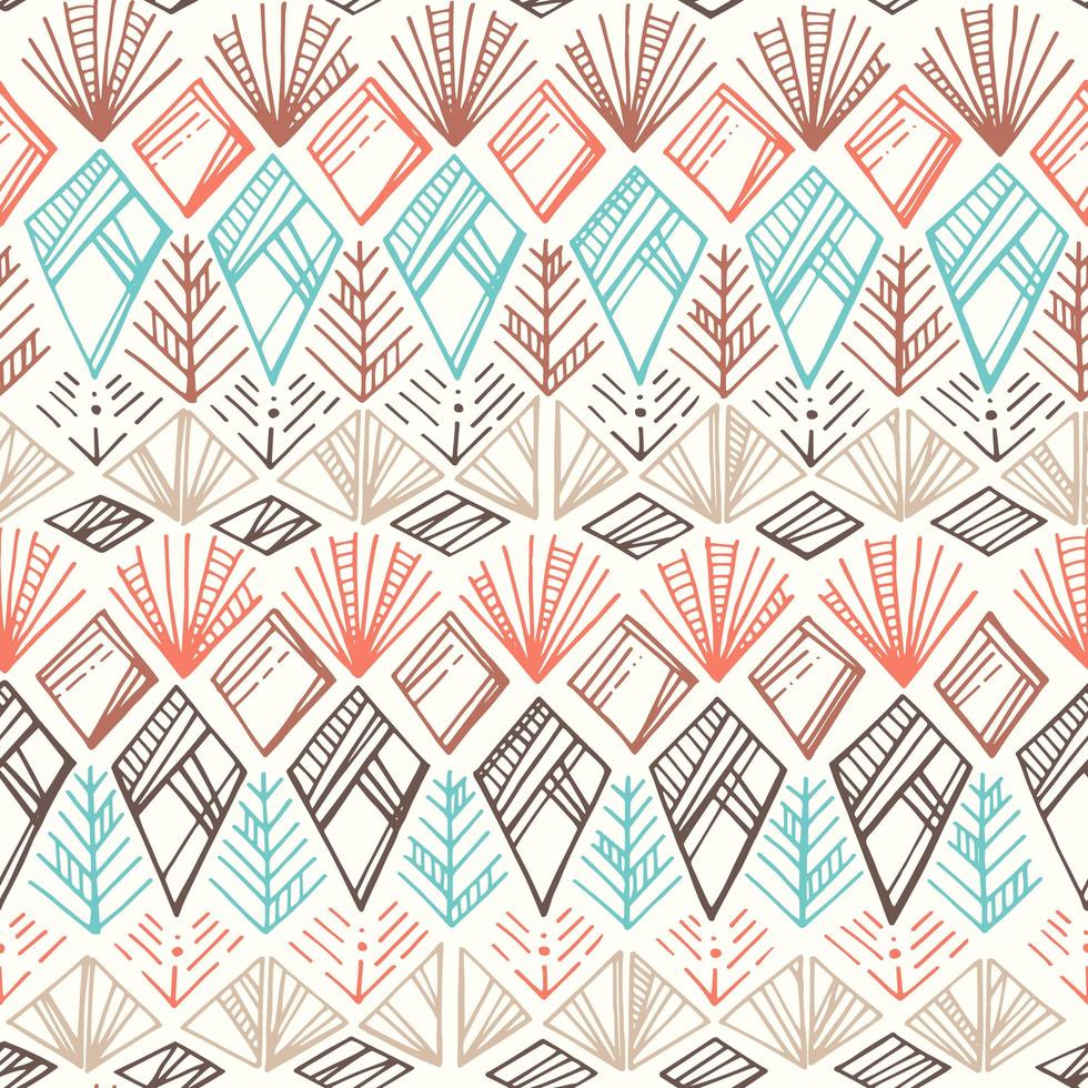 Seamless Diamond Ethnic Hand-drawn Pattern vector