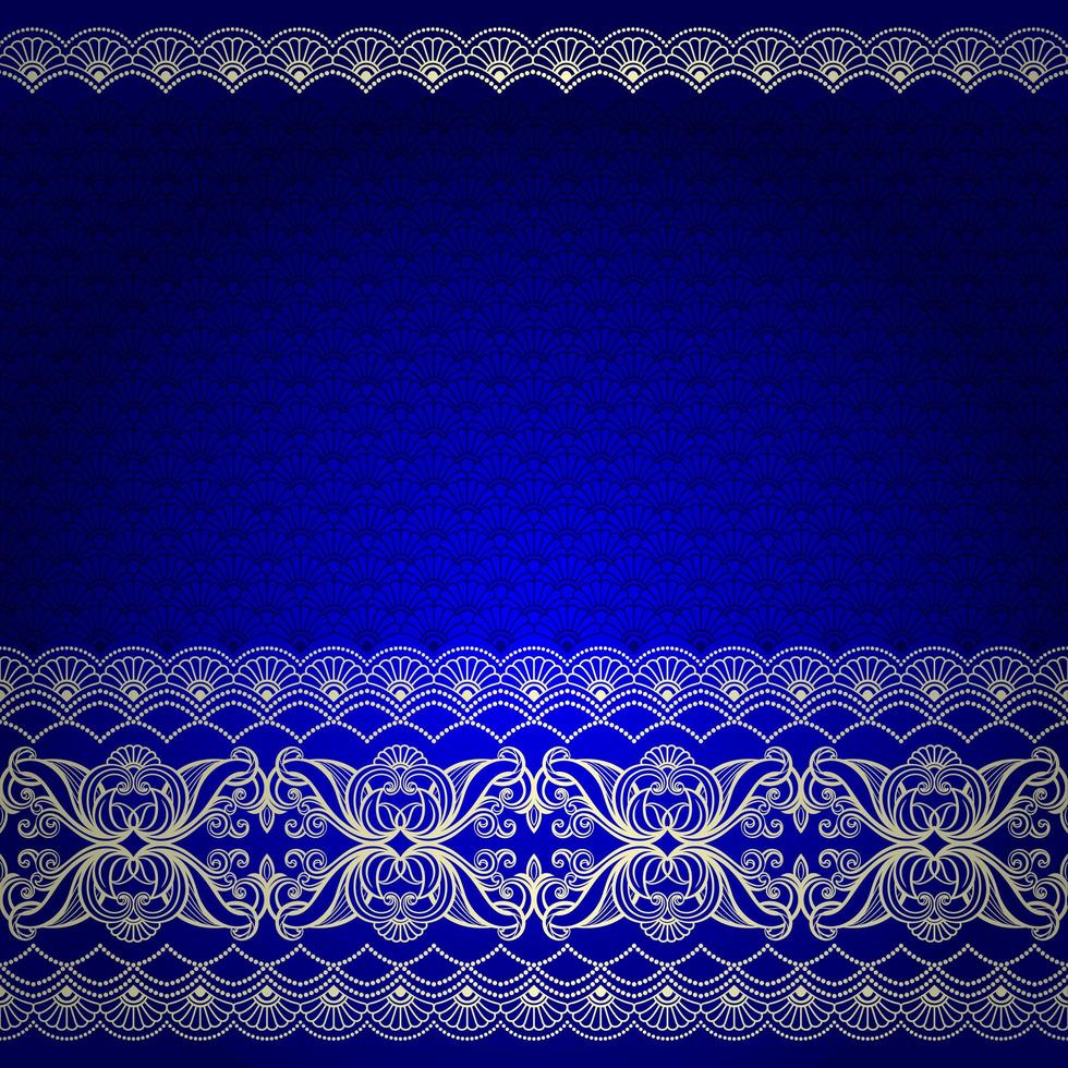 patrón de borde decorativo azul y dorado indio vector