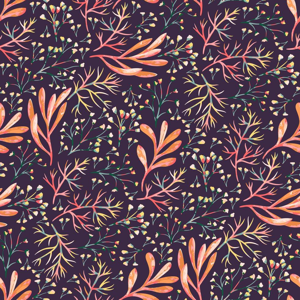 Seamless pattern with watercolor autumn flowers vector