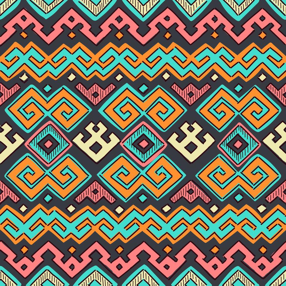 patrón tribal étnico inconsútil colorido vector