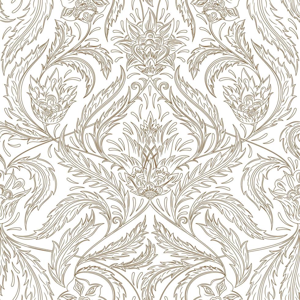 patrón ornamental floral de contorno marrón vector