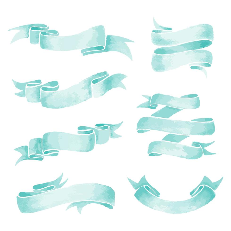 Blue Watercolor Ribbons Collection vector