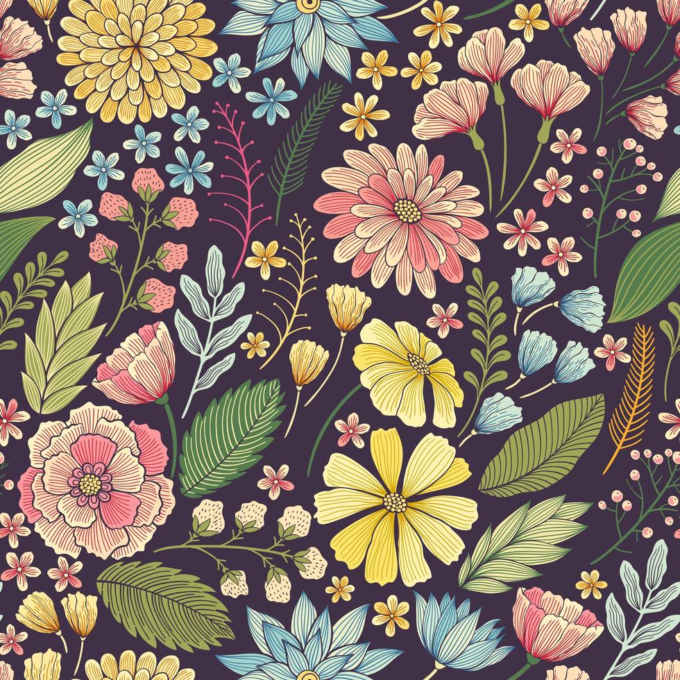 Seamless Colorful Floral Summer Pattern vector