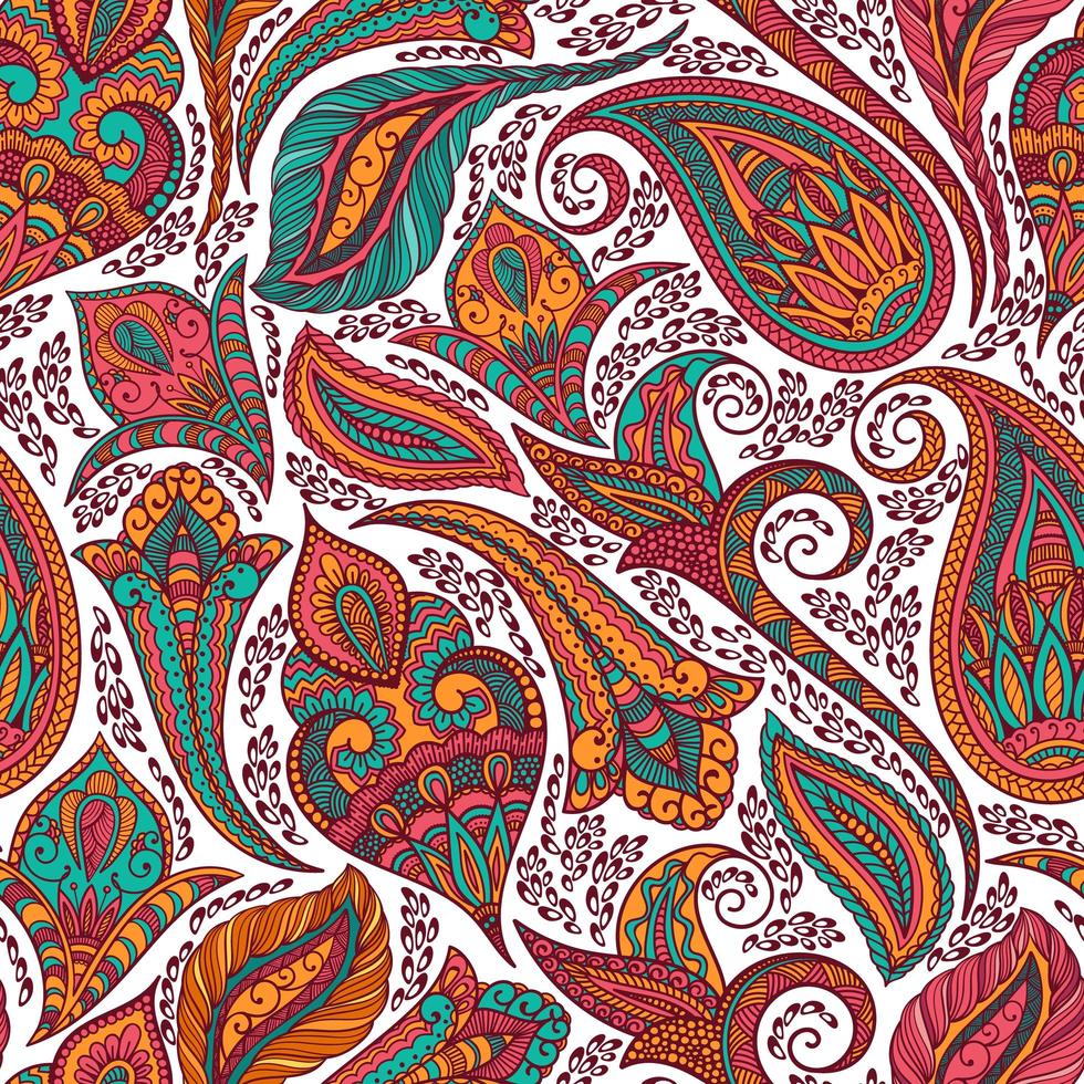 patrón de colores paisley tribal vector