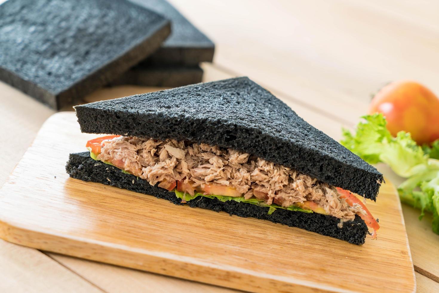 Tuna sandwich with charcoal bread photo