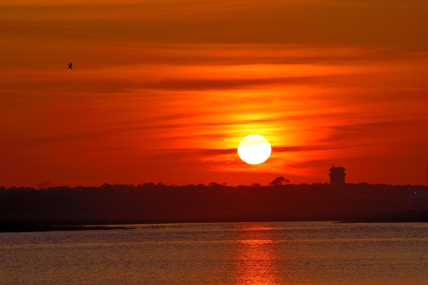 Sunset over the sea photo