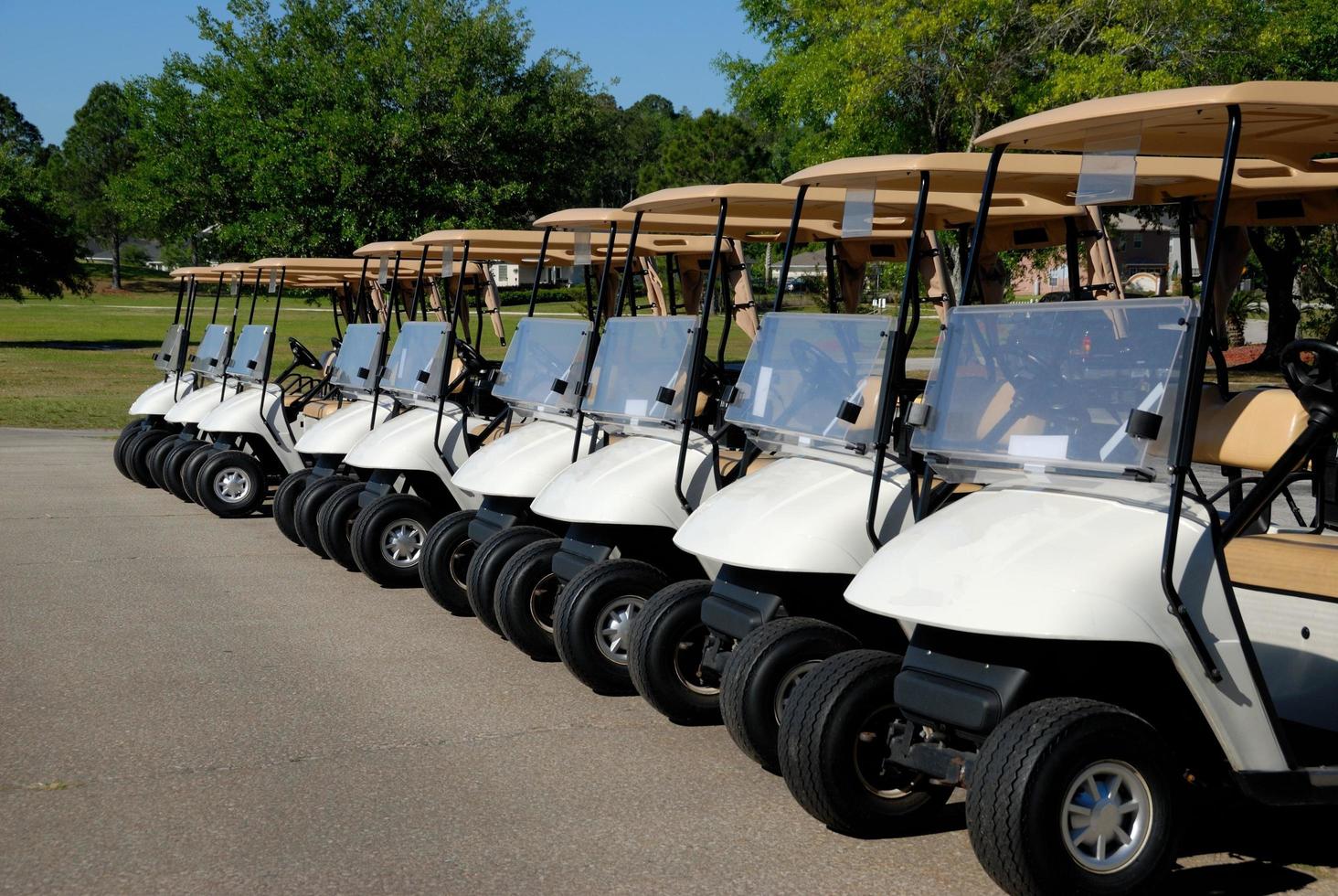 carritos de golf en el campo de golf foto