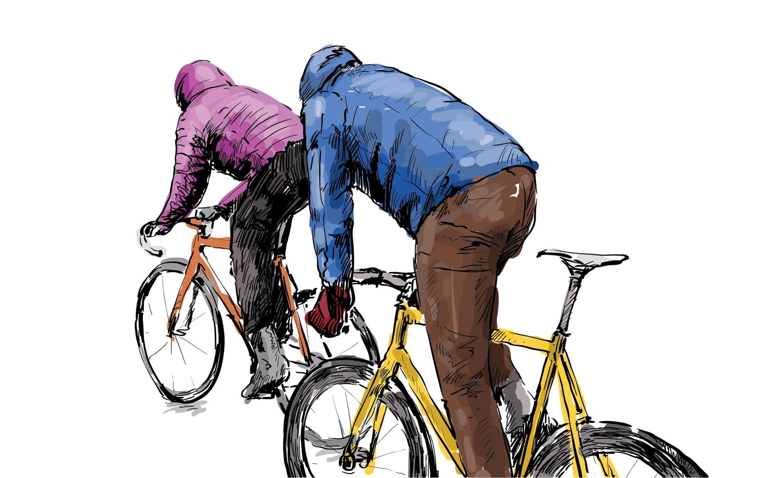 Sketch of cyclists riding fixed gear bicycles 1307770 Vector Art at
