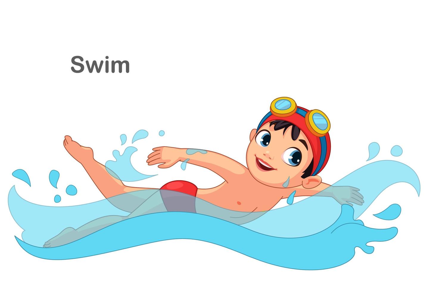 Little Boy Swimming vector