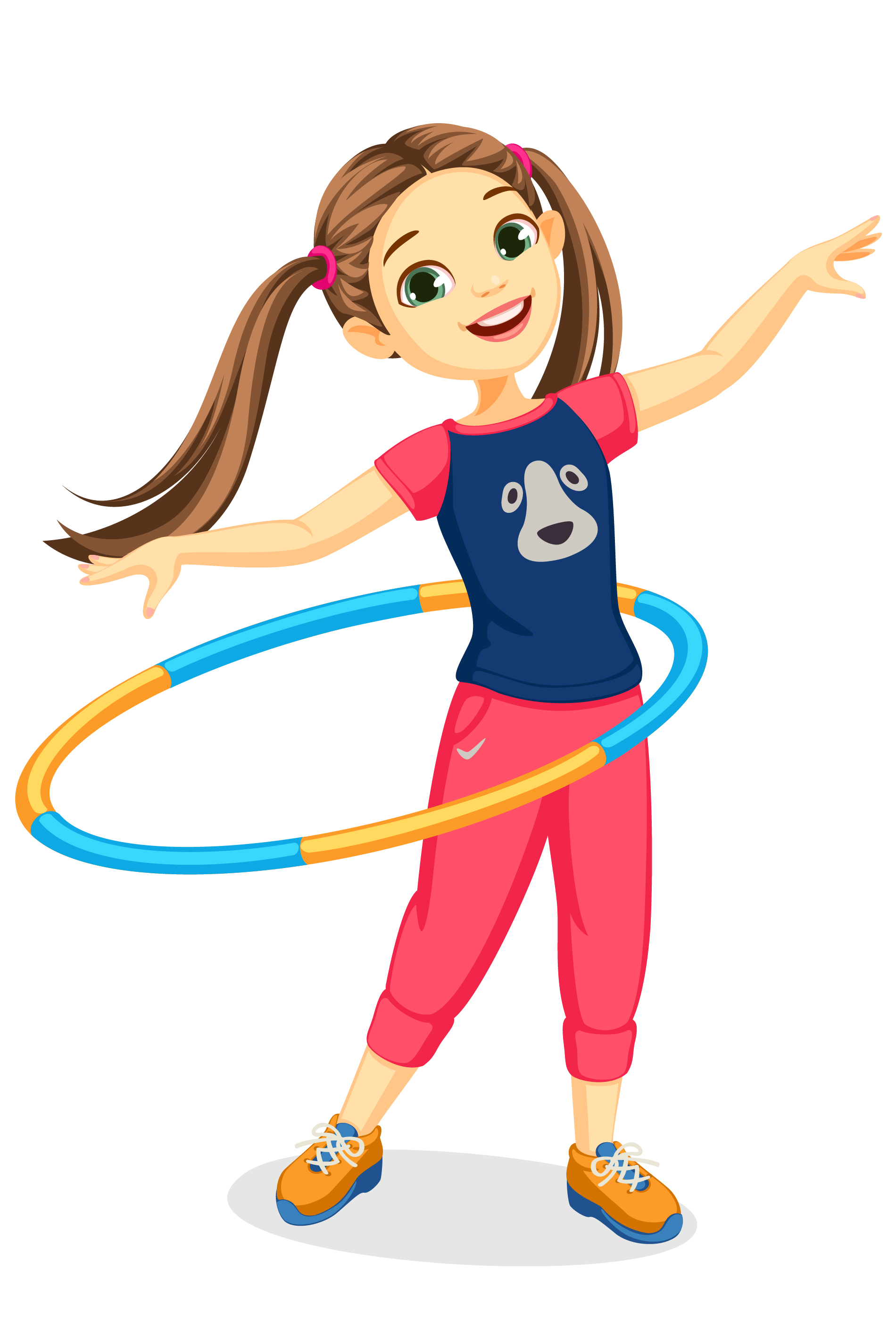 Niña Que Hace Hula Hoop - Vector Ilustración De La Historieta Ilustraciones  svg, vectoriales, clip art vectorizado libre de derechos. Image 21098253