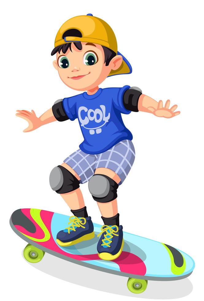 Cool boy on skateboard vector