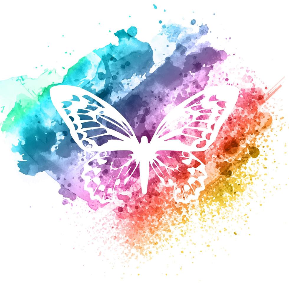 Abstract butterfly design on watercolor texture vector