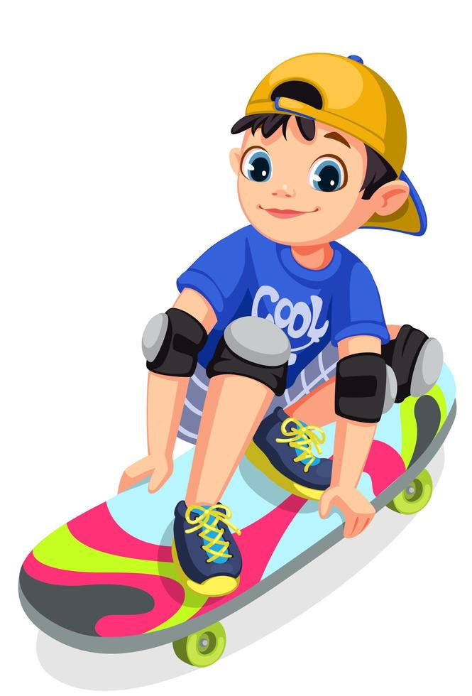 Cool boy on skateboard making stunts vector