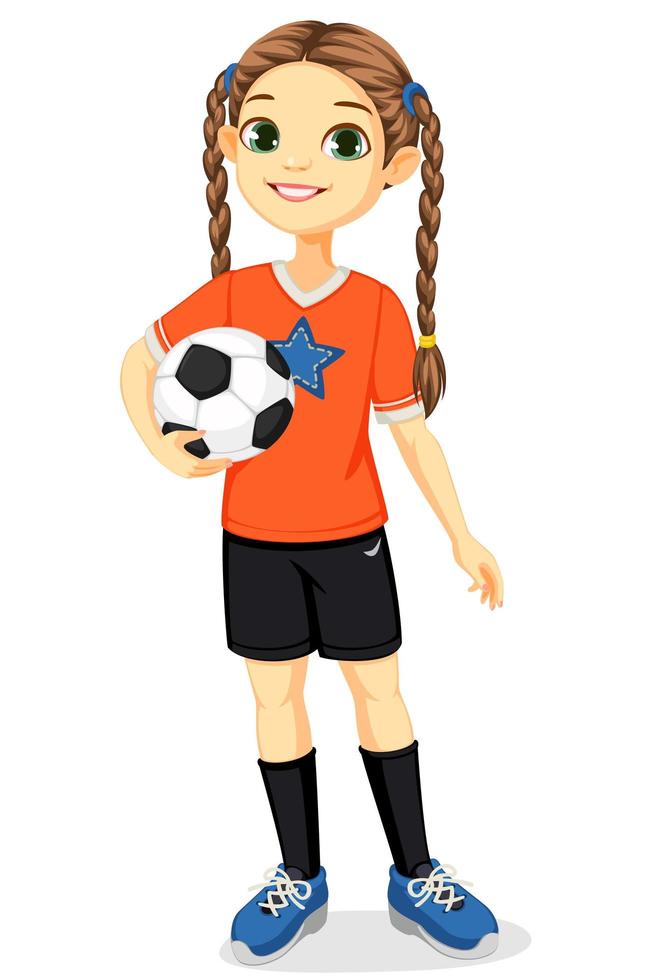 Young soccer player girl vector