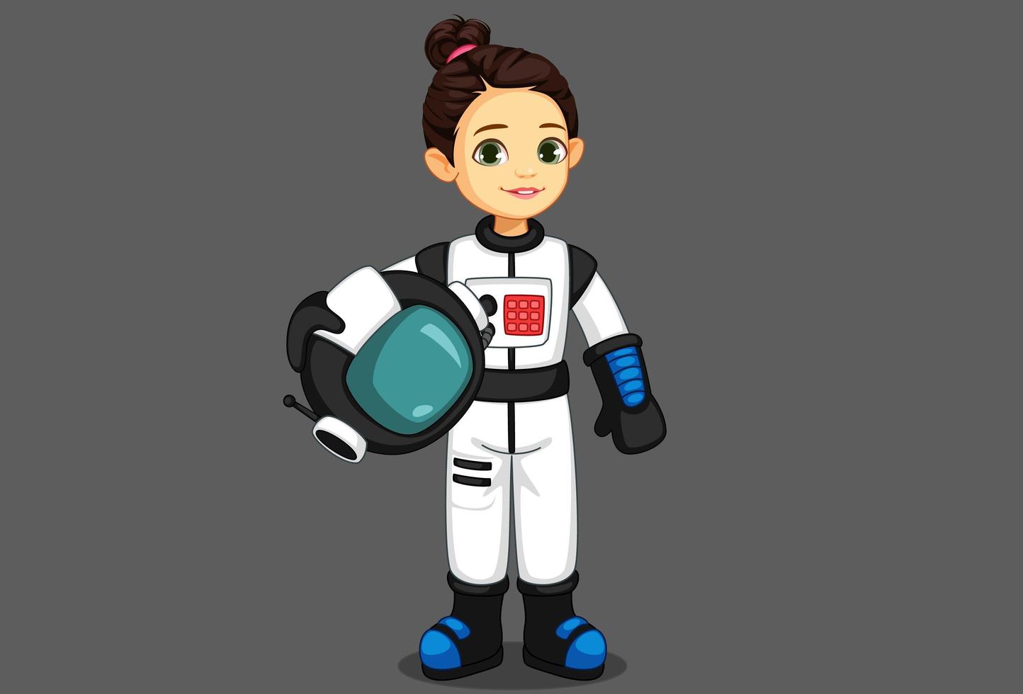 Cute little astronaut girl vector