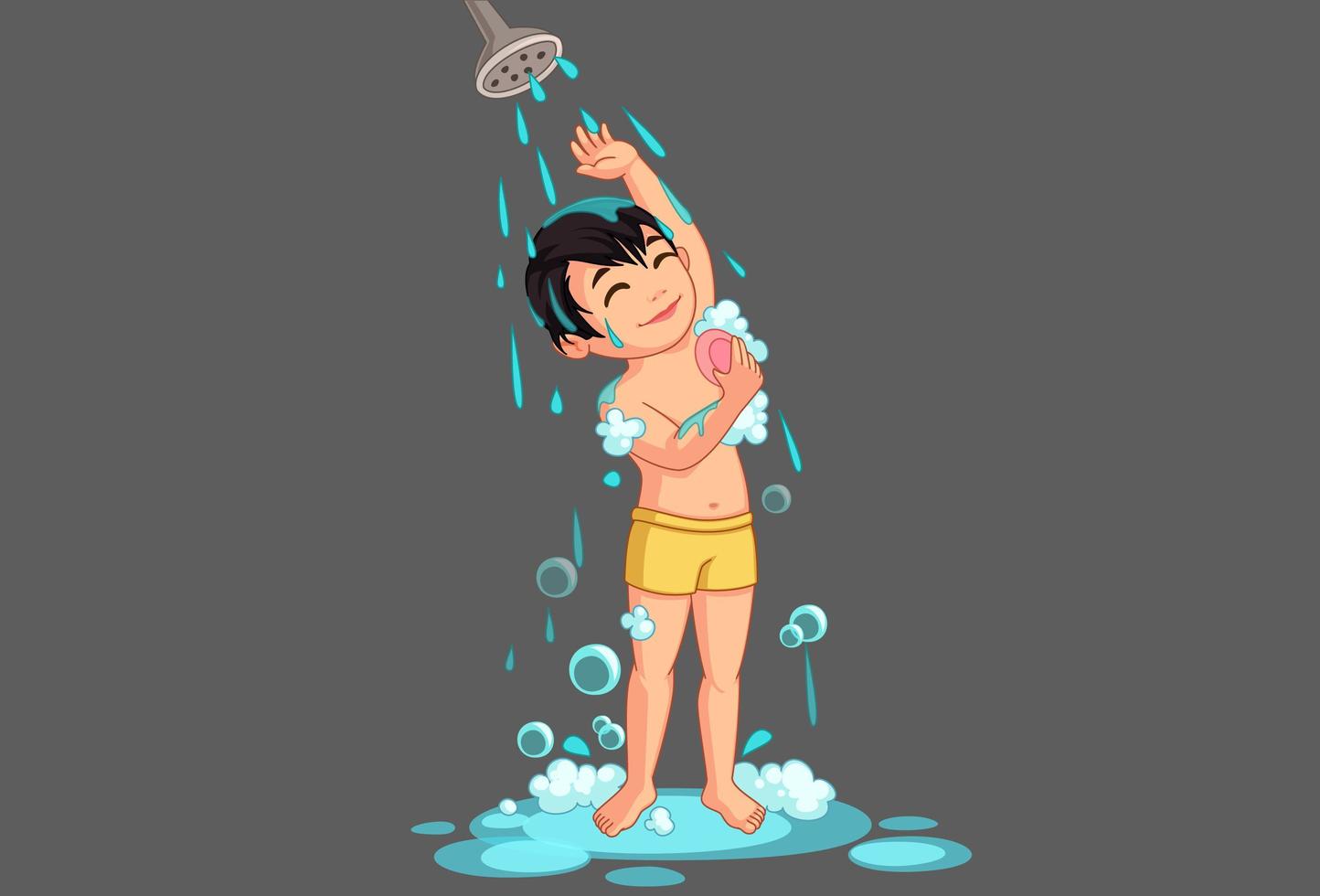 Cute little boy taking a bath vector