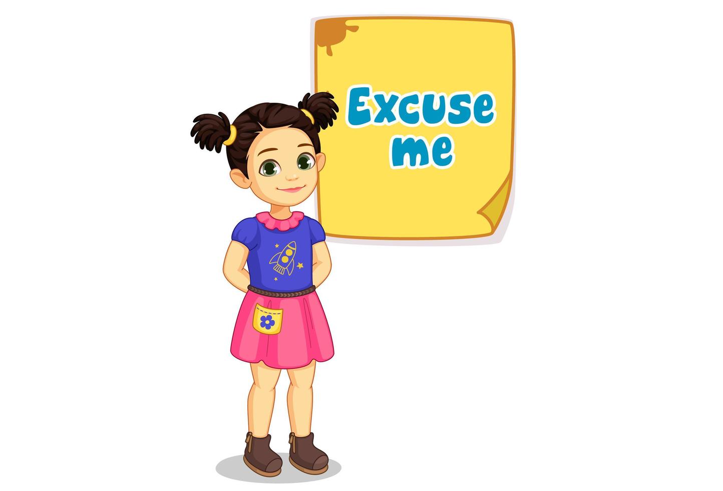 Cute little girl with board of Excuse Me vector