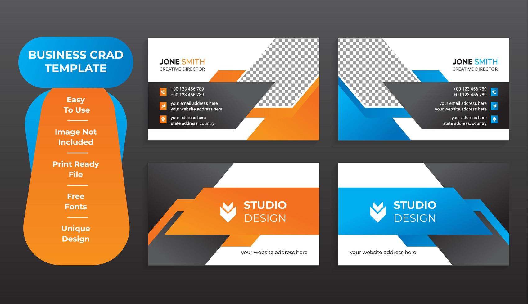 Corporate Business Card Abstract Template Set vector