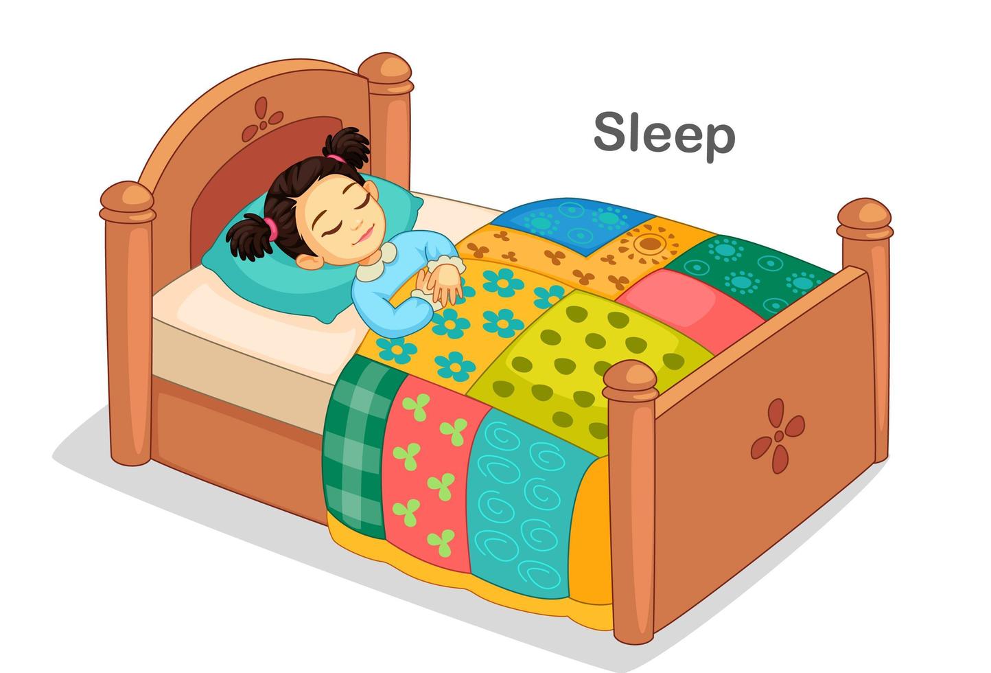 Beautiful little girl sleeping on a bed vector