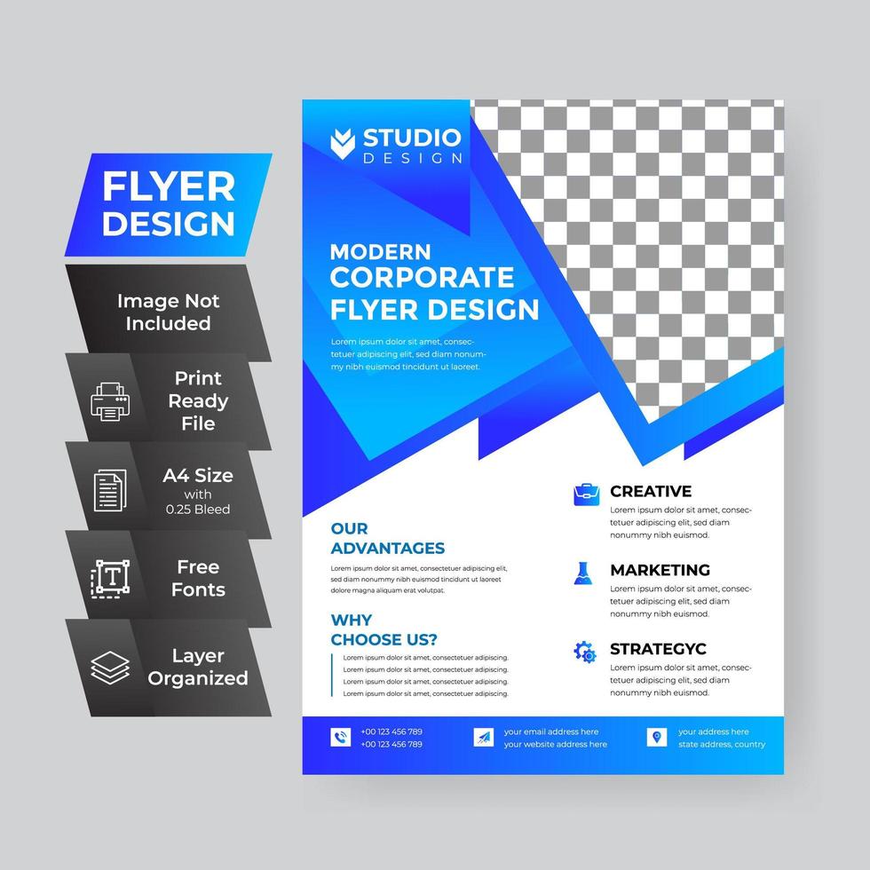 Flyer Template Layout Design in Blue  vector