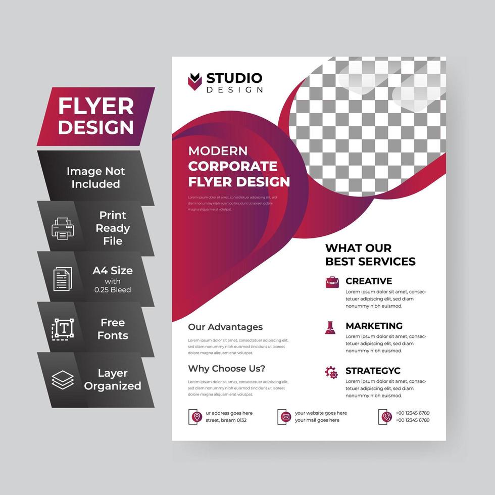 Corporate Flyer Template with Circular Geometric Shapes  vector