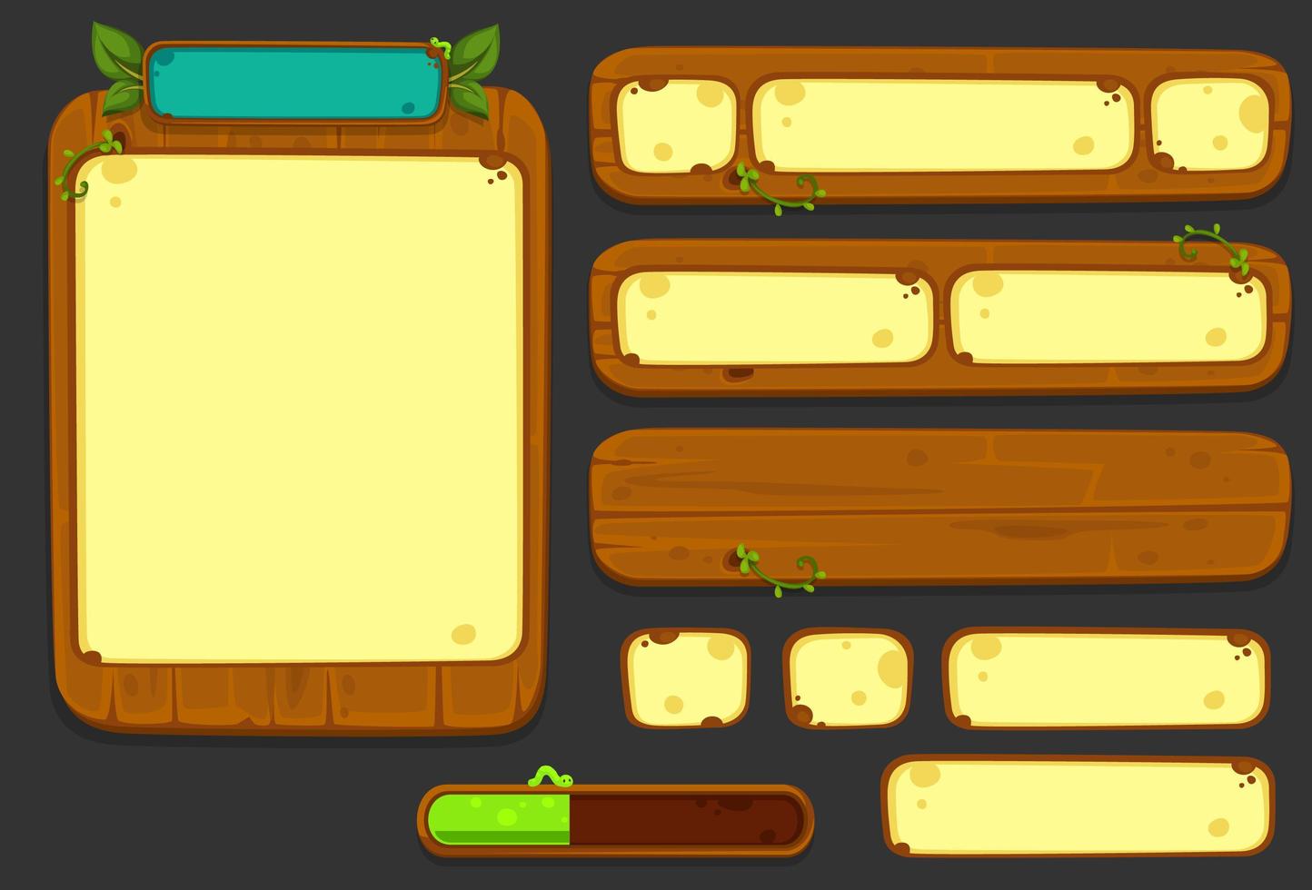 Set of UI elements for Jungle theme-part 2 vector