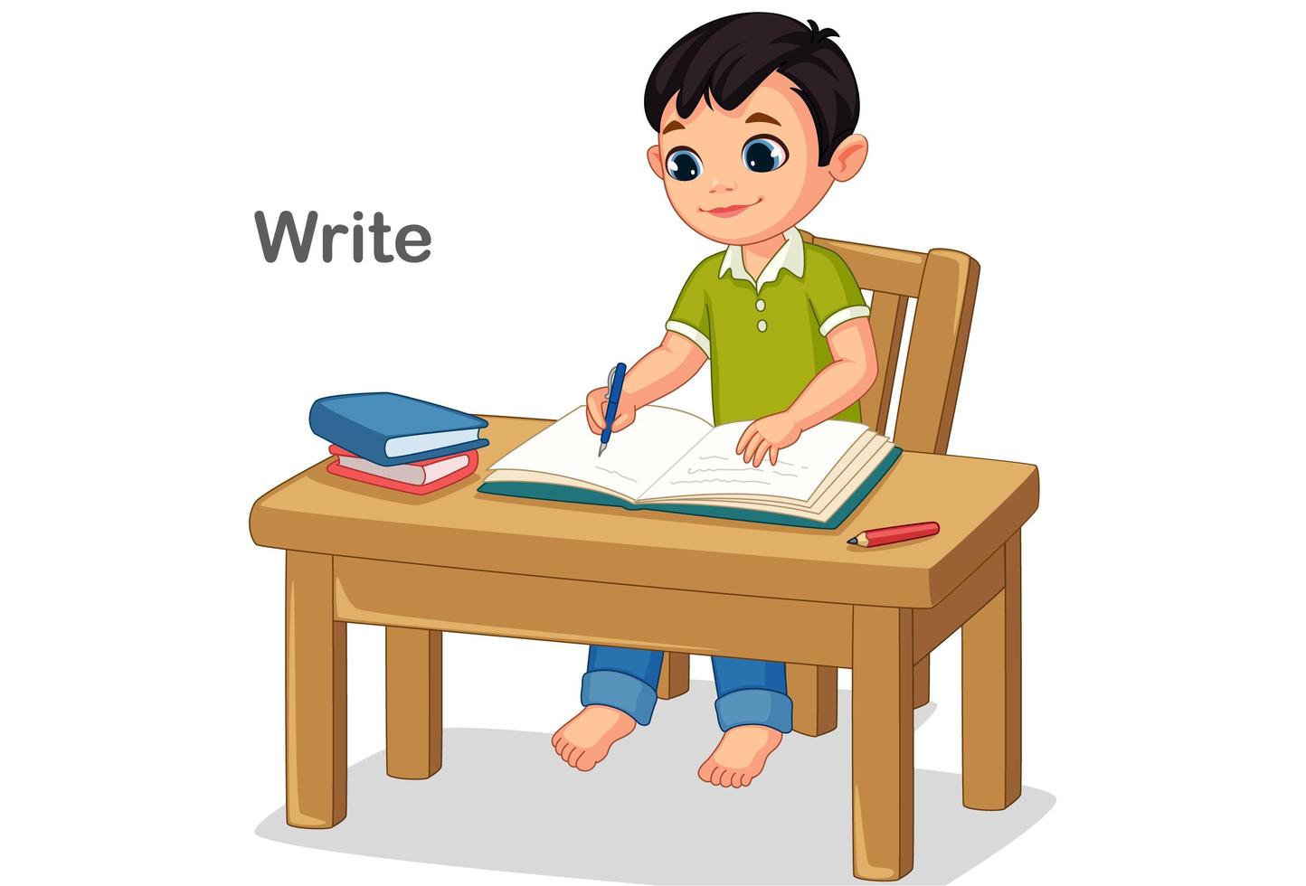 Boy writing in a book vector