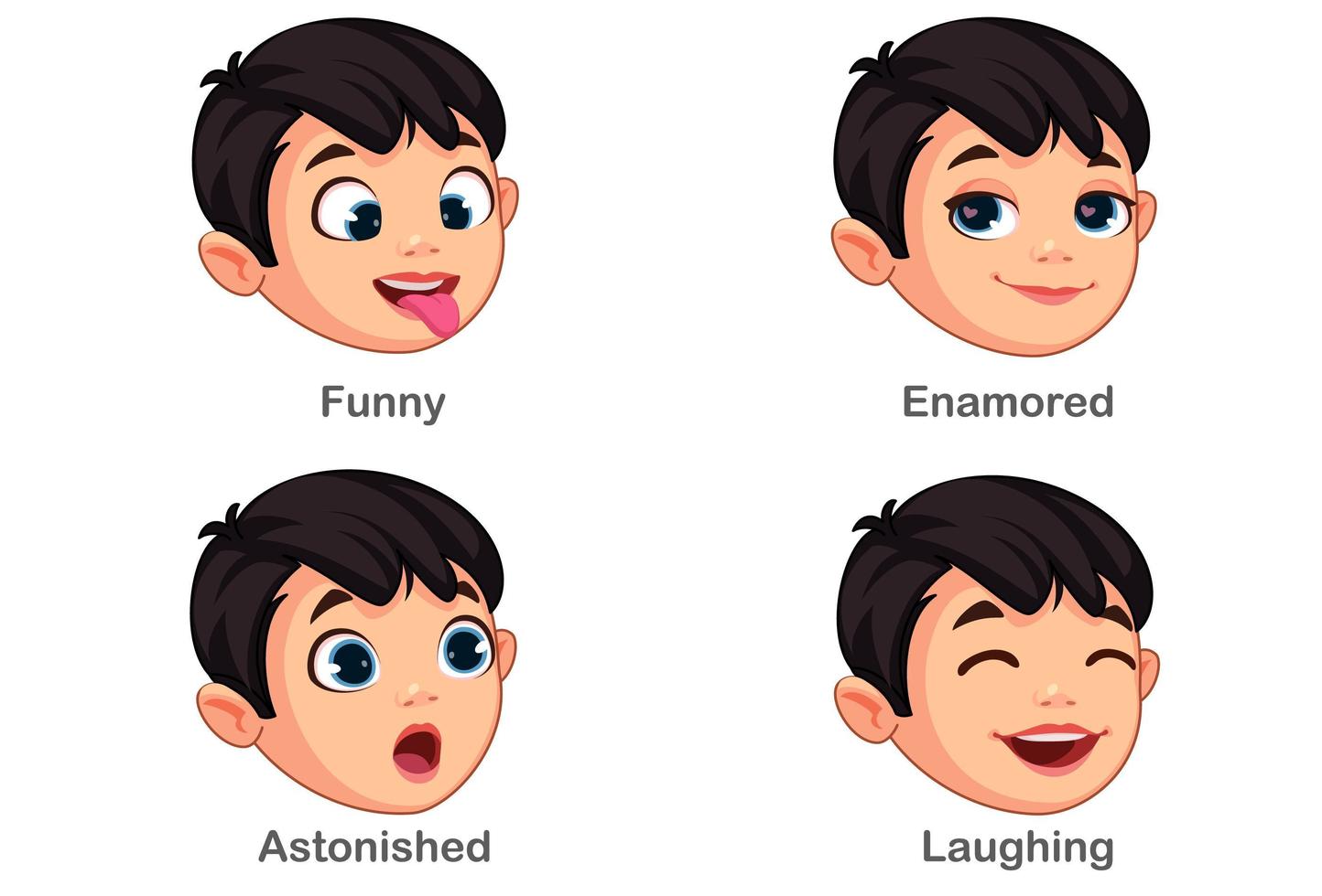 Boy with different facial expressions part 4 vector