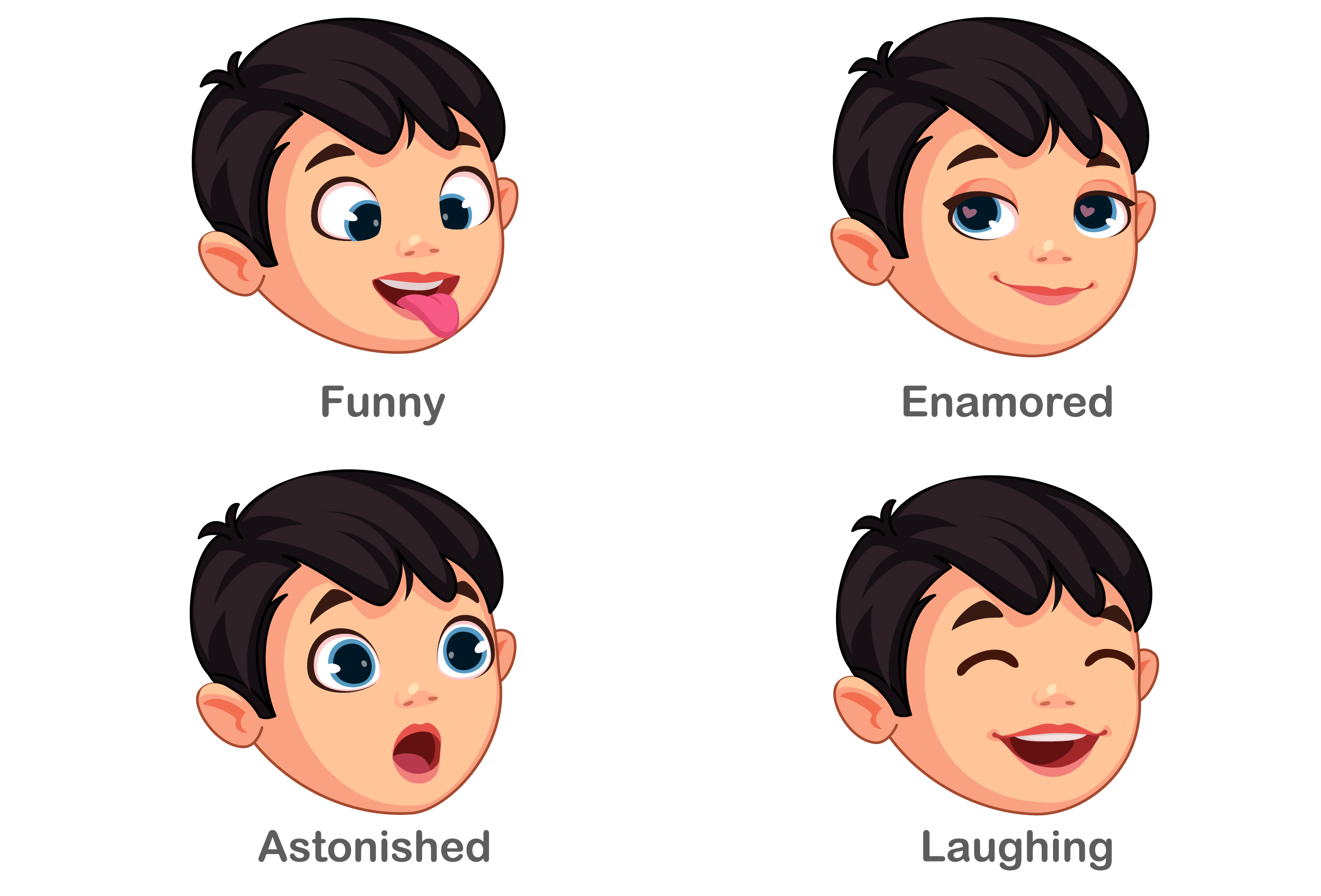 Boy with different facial expressions part 4 1307986 Vector Art at Vecteezy