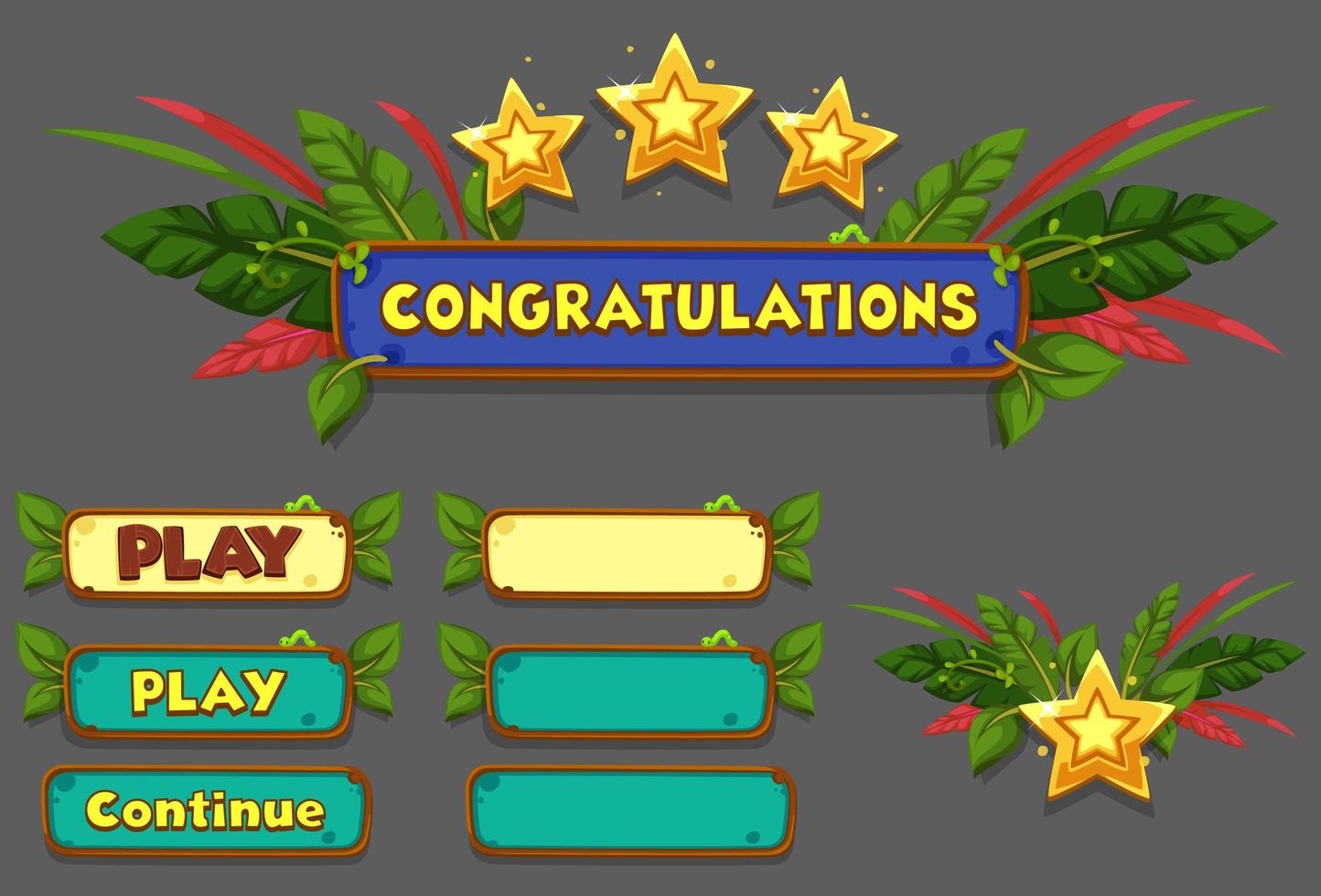 Set of UI elements, Level win screen-part 5 vector