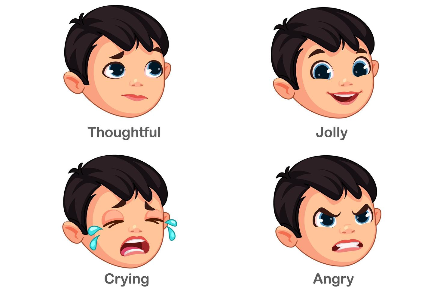 niño con diferentes expresiones faciales parte 3 vector